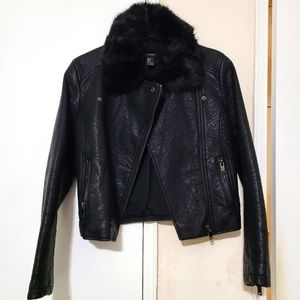 forever 21 biker jacket with fur collar
